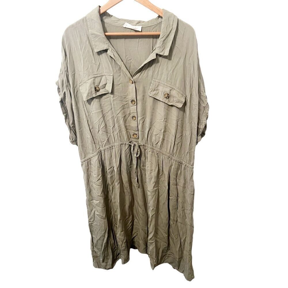 Lucky‎ Brand Olive Green Short Sleeve Dress